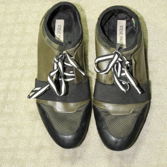 Steve Madden Kacie Women's Sz 10 Army Green Sneakers - Picture 2 of 6